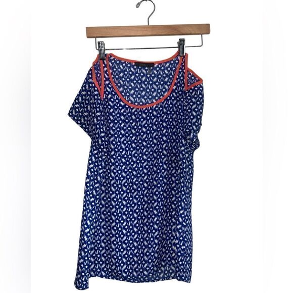 🐘 THML Cold Shoulder Blue /Orange Top - Picture 1 of 2